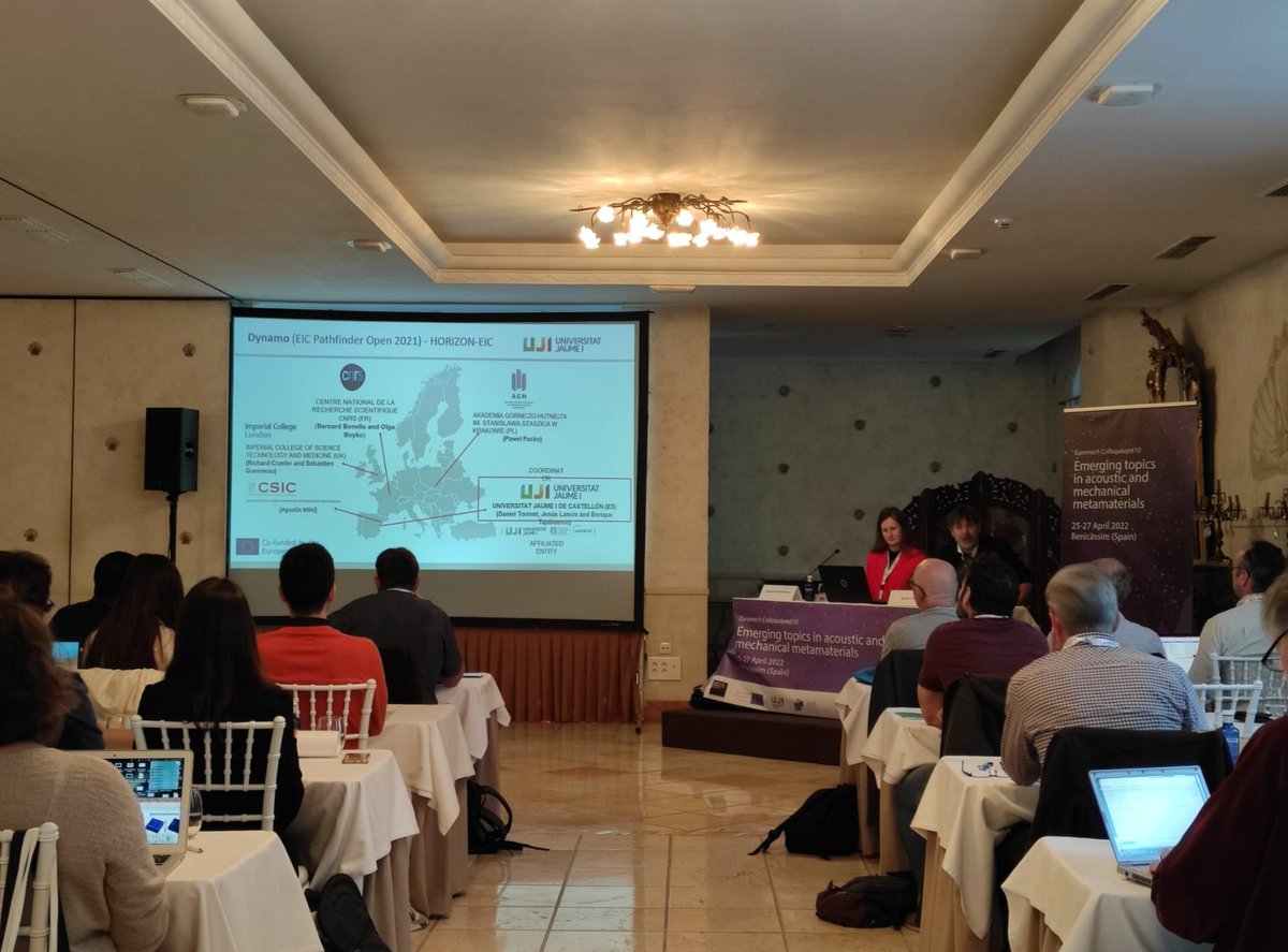 DynamoProjectEU's tweet photo. Last spring, along with Anastassiia O. Krushynska, we actively organized the #EUROMECH Colloquium 610 Emerging topics in acoustic and mechanical metamaterials held in @palasiet, Spain. (1/5) https://t.co/5sz2SPah8K