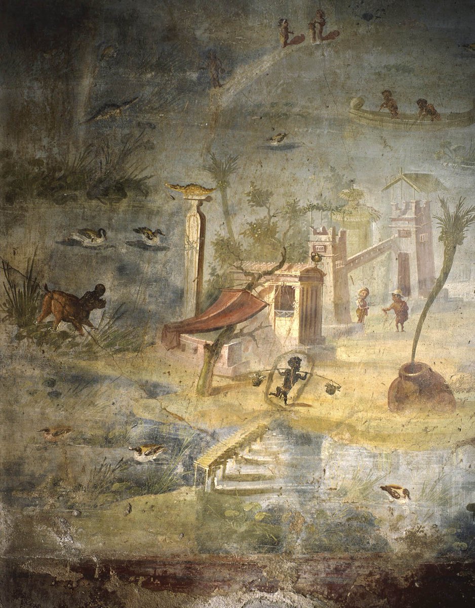 On world #WetlandsDay, feast your eyes on this wonderful Augustan fresco depicting the Nilotic landscape.

Nilotic scenes spoke of the #Roman imperial power that had tamed Egypt, the exotic and strange land to the Romans, and its mighty gift-giving river.

#FrescoFriday