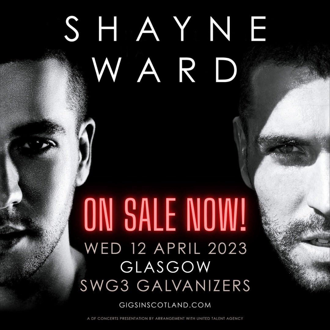 "Attention Glasgow! The wait is over!”

Shayne Ward's Anthology Tour is coming to town and tickets are now available! <a href="/gigsinscotland/">Gigs in Scotland</a> @SWG3glasgow 
ticketweb.uk/event/shayne-w…