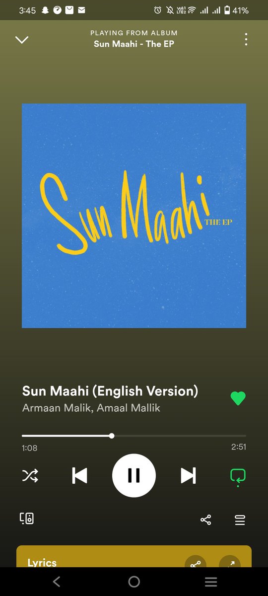 #SunMaahi I AM OBSESSED I AM LITERALLY SO HAPPY I LOVE EVERYTHING ABOUT THE SONG ESPECIALLY THE LYRICS AND @ArmaanMalik22 VOICE 🥺🥺 thank you for this song