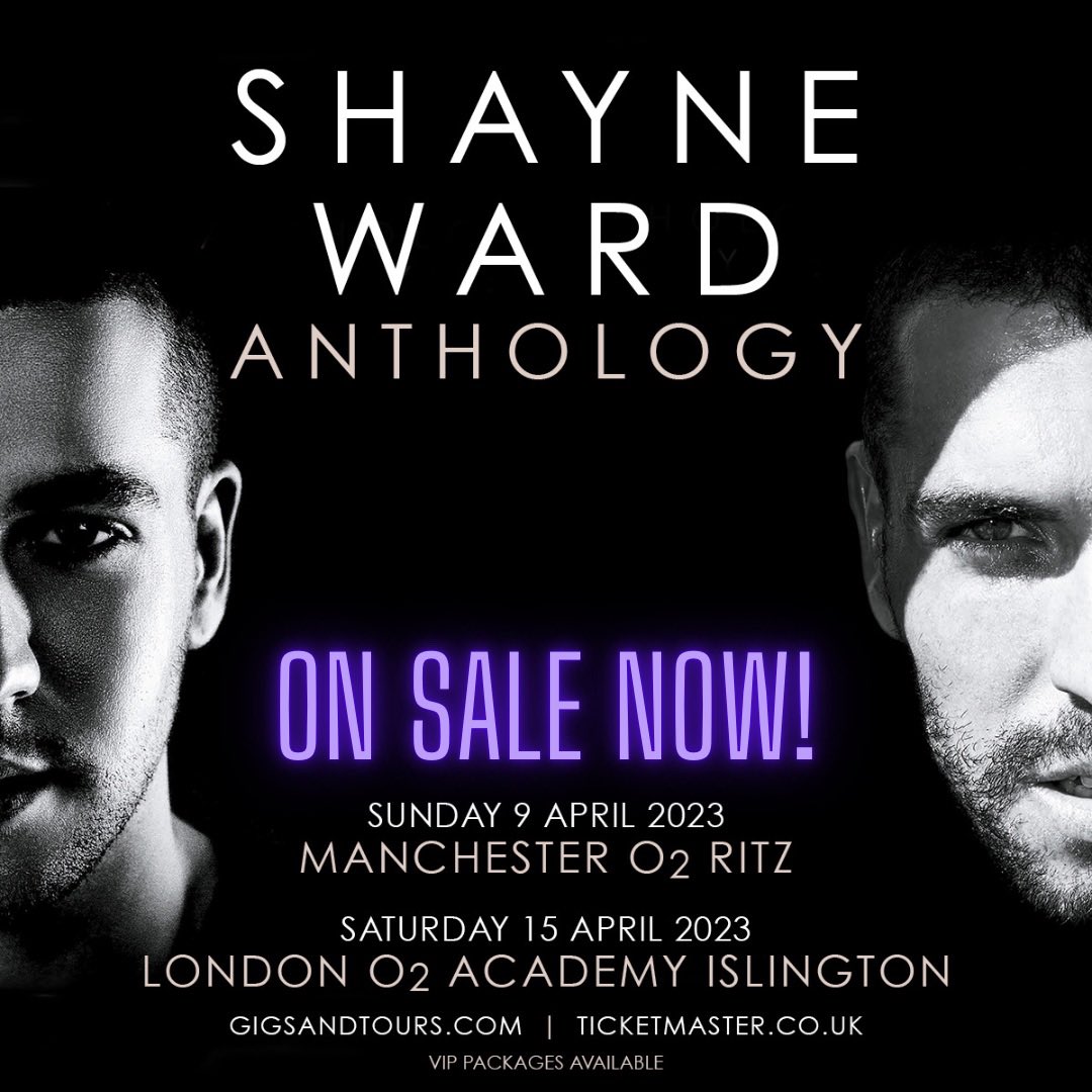 "Manchester and London, are you ready?!”

The moment we've all been waiting for is finally here! 
<a href="/shayneTward/">Shayne Ward</a>’s Anthology Tour tickets are officially on sale now! <a href="/gigsandtours/">gigsandtours</a> <a href="/O2AcademyIsl/">O2 Academy Islington</a> <a href="/O2RitzManc/">O2 Ritz Manchester</a> gigst.rs/ShayneW
