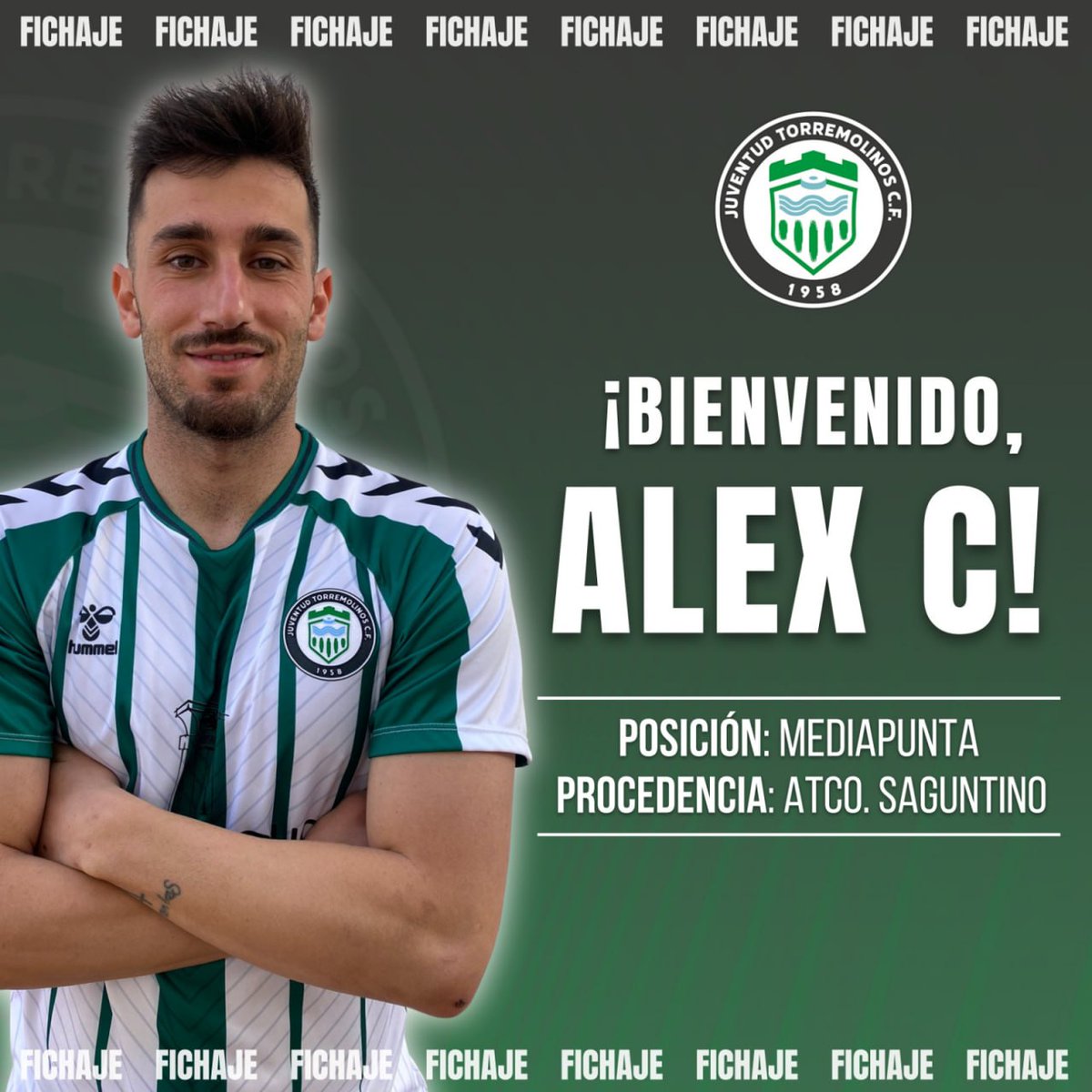 JTorremolinosCF's tweet photo. 🆕 ALEX CAMACHO, BIENVENIDO

El Juventud de Torremolinos CF ha llegado a un acuerdo con el futbolista Álex Camacho que le une a nuestra entidad hasta final de temporada.

¡Bienvenido, Álex!

Más info en: https://t.co/9RuIUal6Xl

#somosverdes #deporte #futbol #torremolinos https://t.co/T61Y3qsH0O
