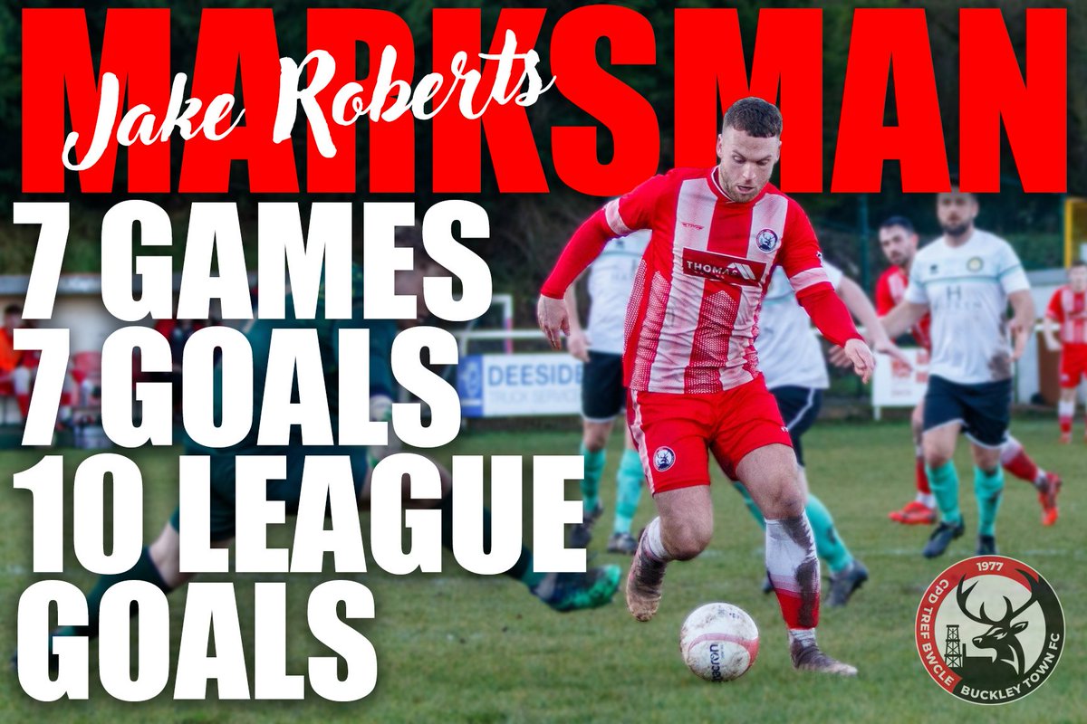 Ahead of <a href="/PenrhyncochFC/">Penrhyncoch FC 🏴󠁧󠁢󠁷󠁬󠁳󠁿</a>'s visit to The Globe in the <a href="/CymruLeagues/">JD Cymru Leagues 🏴󠁧󠁢󠁷󠁬󠁳󠁿</a> tomorrow, a set of stats that should be celebrated: <a href="/jakey_roberts96/">Jake Roberts</a> has 10 League goals this season, and has scored 7 goals in his last 7 games in all competitions... the man's on fire!
#Marksman #HeIsBuckley