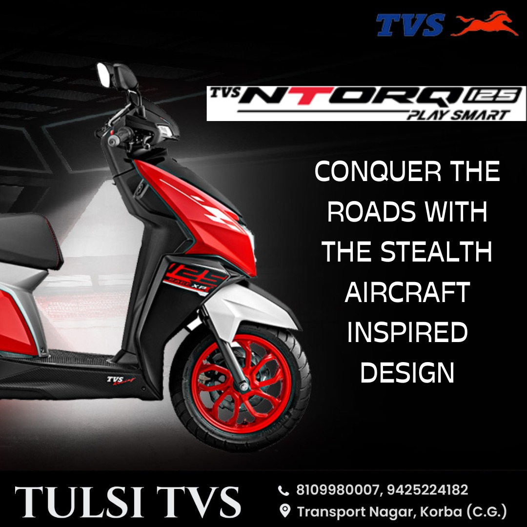 TulsiTvs's tweet photo. Tulsi Tvs 
.
Get Tvs Ntorq 125
.
With the Tealth aircraft inspired design 

Booking Available!
Visit us at Tulsi TVS, Transport Nagar, Korba📍
Call us on 8109980007📞9425224182 https://t.co/DOVqucijaz