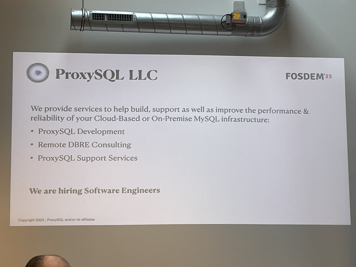 ATechGirl's tweet image. .⁦@proxysql⁩ is hiring! #FOSDEM2023 #MySQLDay