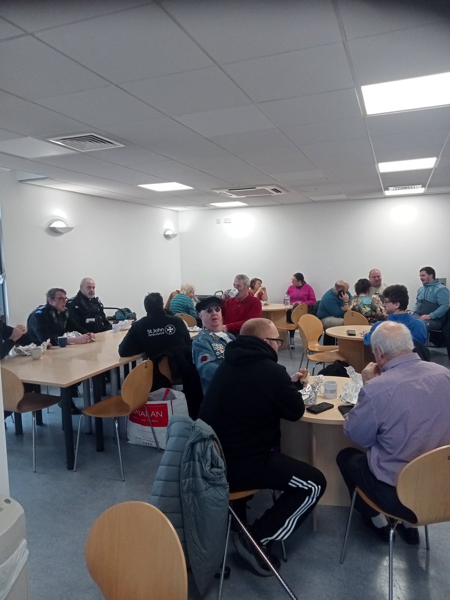Bacon Butty Friday and Knit and Natter underway at the Good Help Hub, Cobalt Housing, Lower House Lane. We have the best turnout so far today !