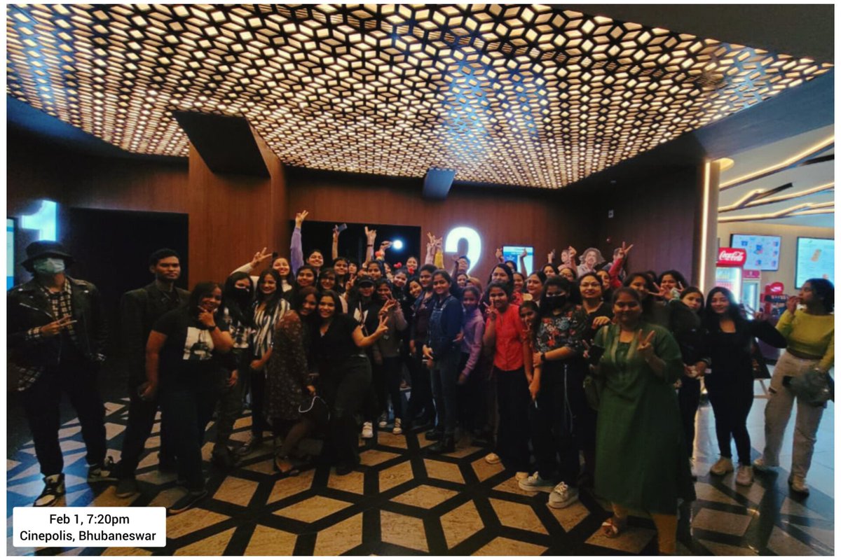 OdishaBts's tweet photo. Odisha ARMY,

It's been a long time r8,
Just like last time, same energy, same passion &amp; sharing d same enthusiasm in theatre🥰
we r just overwhelmed meeting u guys aftr 3 long yrs. Hope u guys had fun.💜
#YetToComeInCinemasIndia #BTSOdishaArmy_YTC_Day1_Day2

&amp; Another thing
+
+ https://t.co/damHYIHYBI