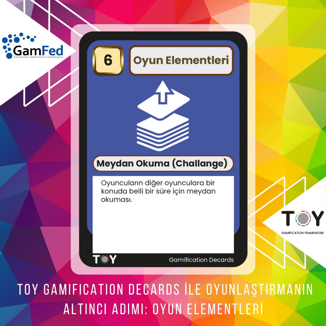 TOY Gamification Decards ile Oyunlaştırmanın Altıncı Adımı Oyun Elementleri: Bu elementler, oyunlaştırma kurgunuzun hangi unsurları içerdiğini belirler. 52 oyun elementinden, yaptığınız kurguya uygun olanları seçin.

#gamificationdecards #gamification #oyunlaştırma #oyunelementi