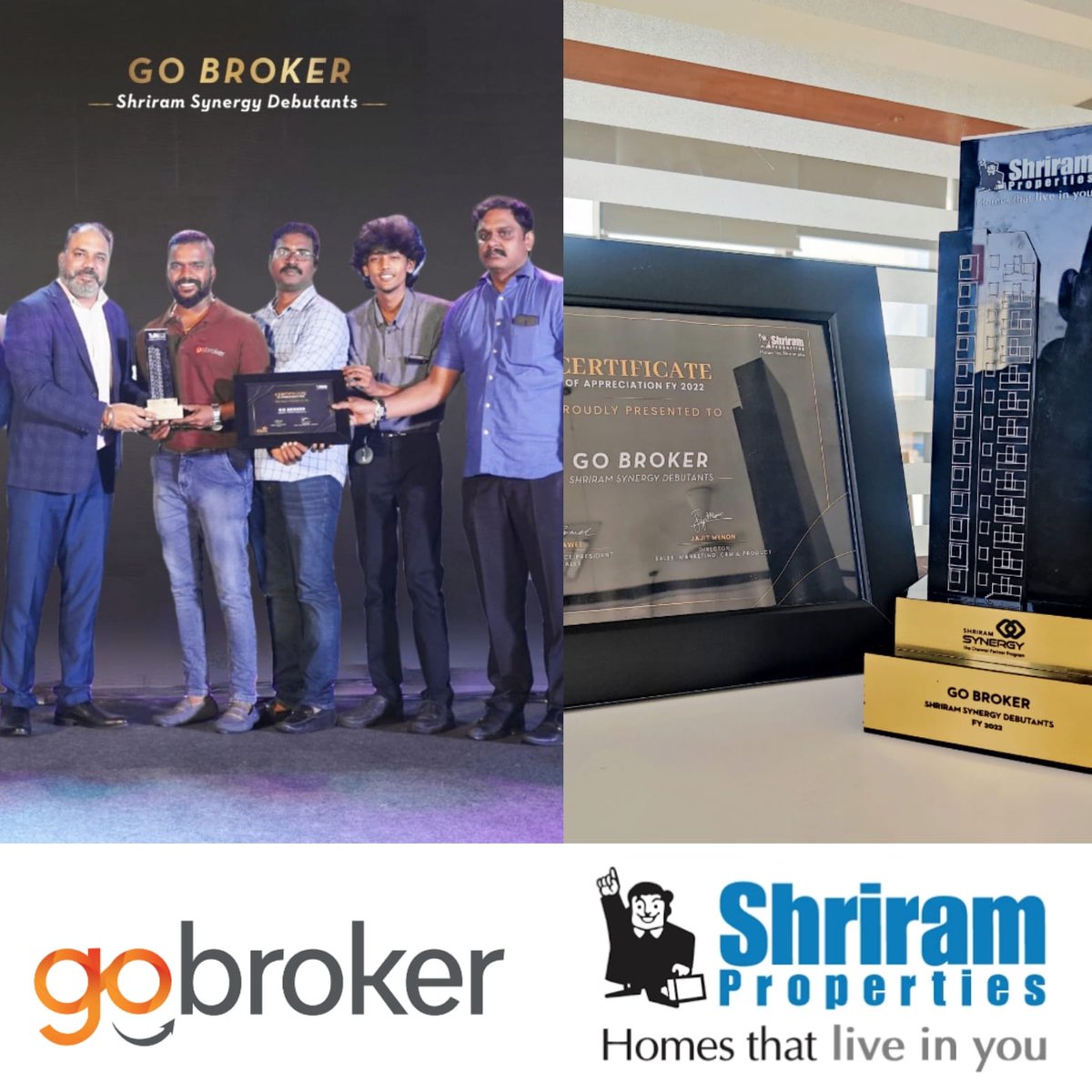 gobroker_tweets's tweet photo. Thank you @shriramprops for the recognition as best debutant FYI 2022-23
#bestdebutant
#gobroker 
#realtor #realestate #broker #shriramproperties #channelpartnermeet #channelpartner https://t.co/GBgRHwTwBR