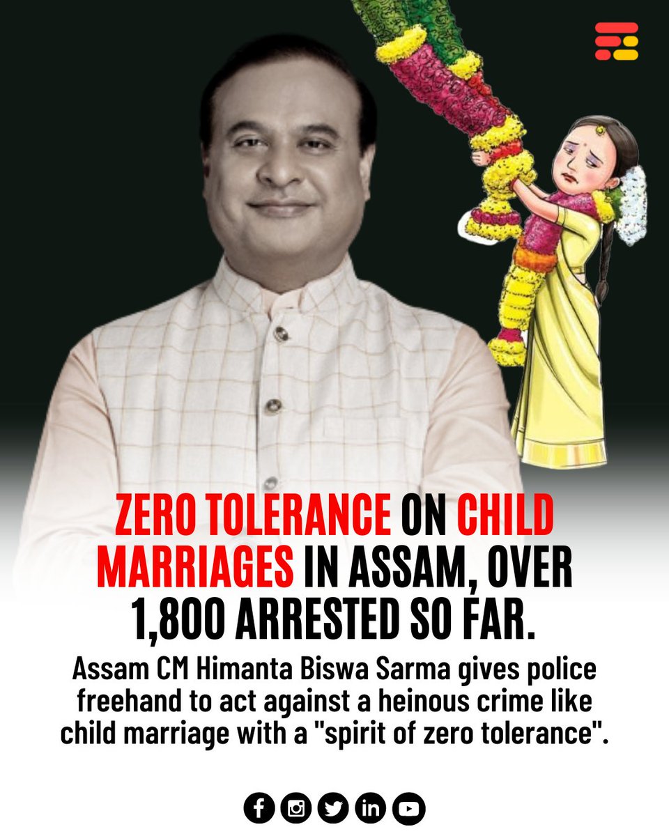 feedmileapp's tweet photo. A massive crackdown began early in the morning today and it will continue over the next few days.People violating provisions of Prohibhiton of Child Marriage Act are being taken into custody.
#feedmile #Assam #childmarriage #education #indial #endchildmarriage #girlchild https://t.co/OHwW9k4GcS