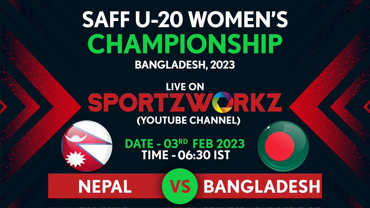 The SAFF U-20 Women’s Championship 2023 is kicking off shortly. 

India take on Bhutan while Nepal play Bangladesh in the first round of matches

Catch all the action live and exclusively on Sportzworkz YouTube channel
youtube.com/live/riXqNZedE…