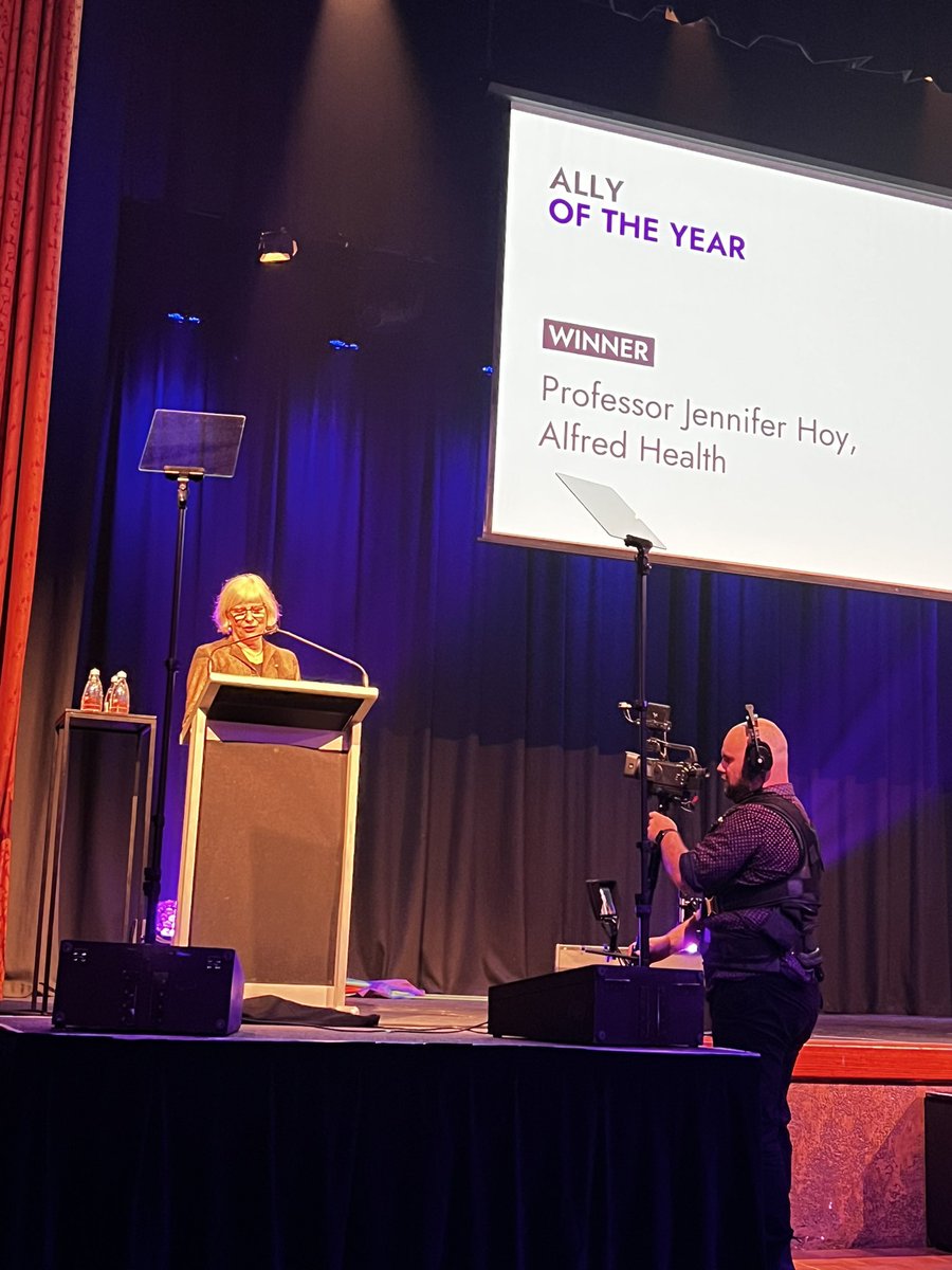 And Ally of the Year goes to Prof Jenny Hoy @jennyhoy2 at tonight’s #VicPrideAwards CONGRATULATIONS JENNY! https://t.co/uCdZm9bevT