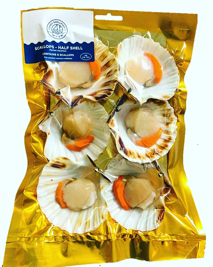 foweyshellfish's tweet photo. Fowey half-shell scallop packs. Perfect for busy kitchens where prep time is precisely and for food box delivery. #scallops #fishbox #bbq https://t.co/gXCARYlBaN