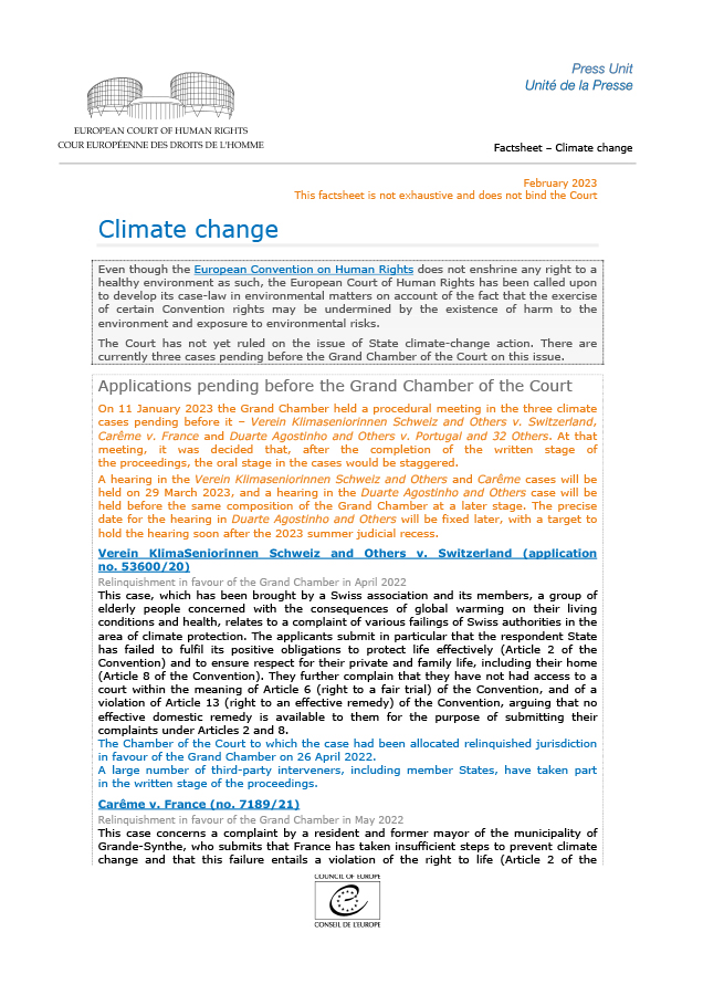 New factsheet  “Climate change” 
echr.coe.int/Documents/FS_C…
#ECHR #CEDH #ECHRpress