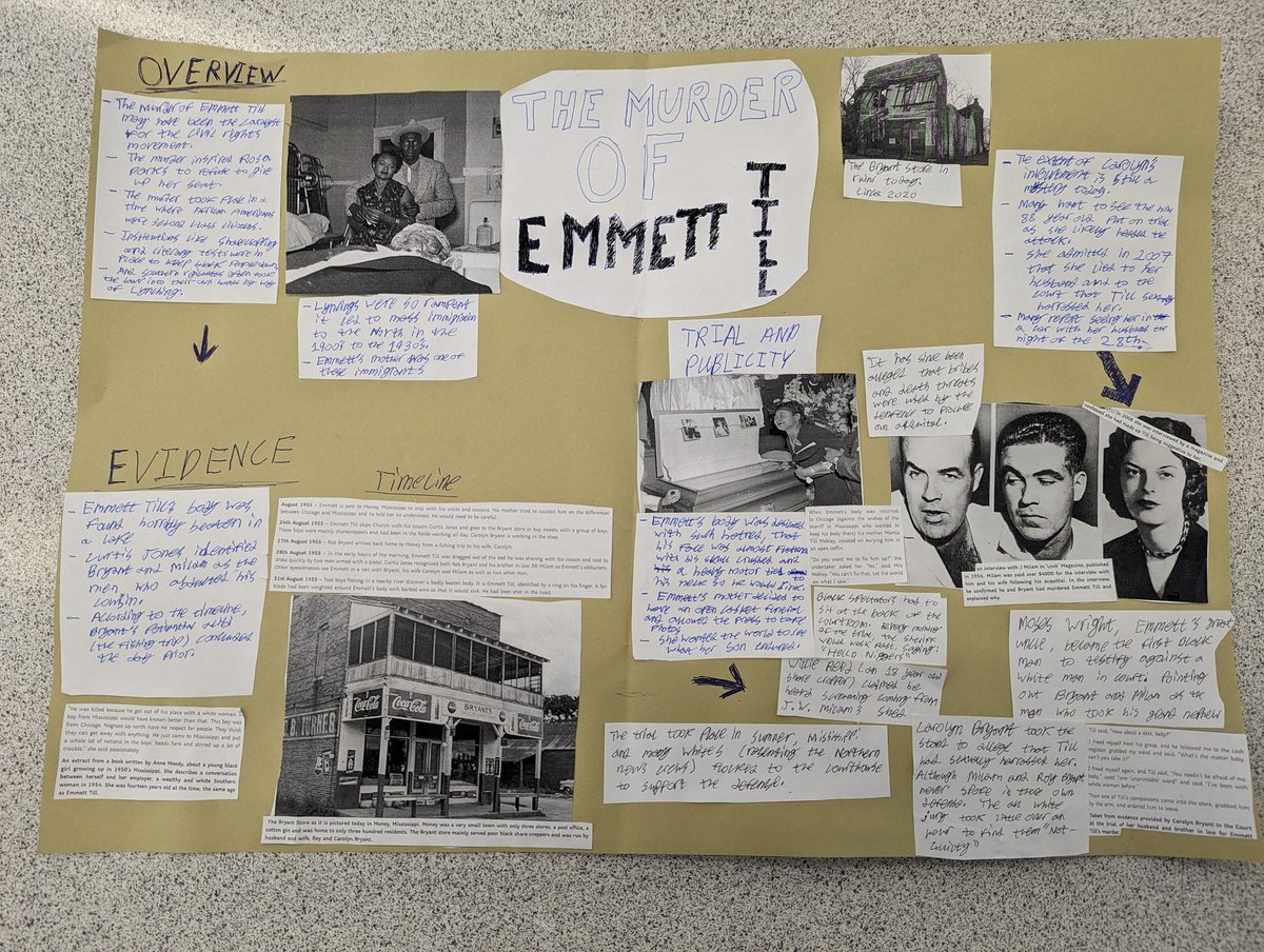 Some fantastic Emmett Till murder investigation boards from S4 Historians on a huge turning point for the Civil Rights Movement. Well done to Emma, Melissa, Fraser & Brodie for their efforts shown here. 📝