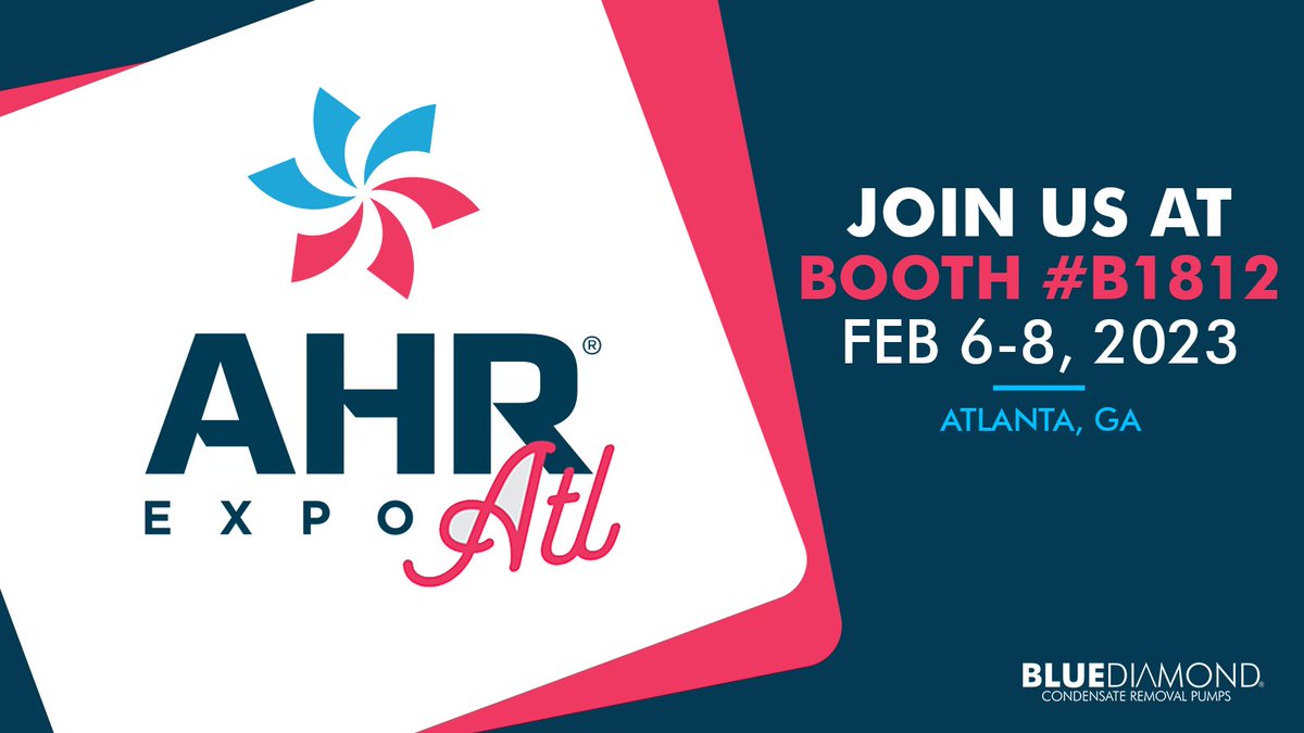 BlueDiamondPump's tweet photo. We are thrilled to announce that we will be participating at the AHR Expo 2023!
Come and join us from February 6th-8th at BOOTH B1812.

Find out more: https://t.co/nSlPnCzG1W
We look forward to seeing you all there! 🎉

#AHR #havc #tradeshow #AHR2023 #joinus  #bluediamondpump https://t.co/jB8NmuMXP6