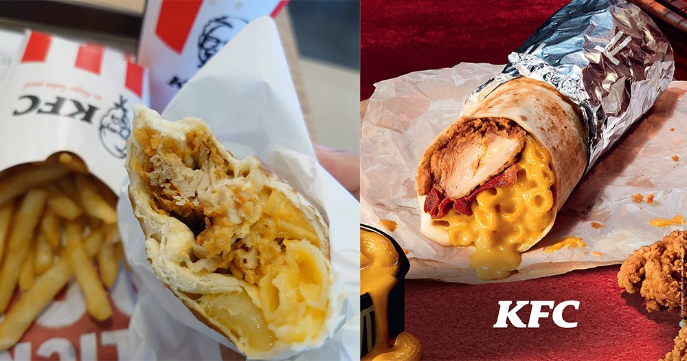 MothershipSG's tweet photo. KFC S'pore bringing back Mac 'N Cheese Zingerito from Feb. 15, 2023 https://t.co/cTtyAz2AFC https://t.co/4evvBK36rI