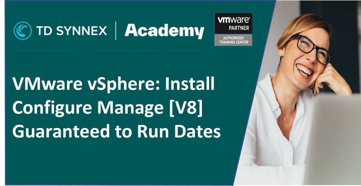 academy.tdsynnex.com/uk/training/co…
#vmware  #vSphere: Install Configure Manage [V8] New Version Guaranteed to Run February 13-17 with FREE VCP-DCV exam voucher

<a href="/VMwareEducation/">VMware Learning</a>
<a href="/VMware_Partners/">VMware Partner Connect</a>
<a href="/MyVMUG/">VMware User Group</a>