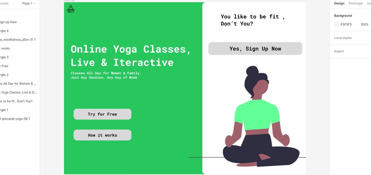 DesignVaish's tweet photo. A web sign up design for yoga application #firstui #DailyUI #Yoga #signuppage https://t.co/XFVncgxXRk