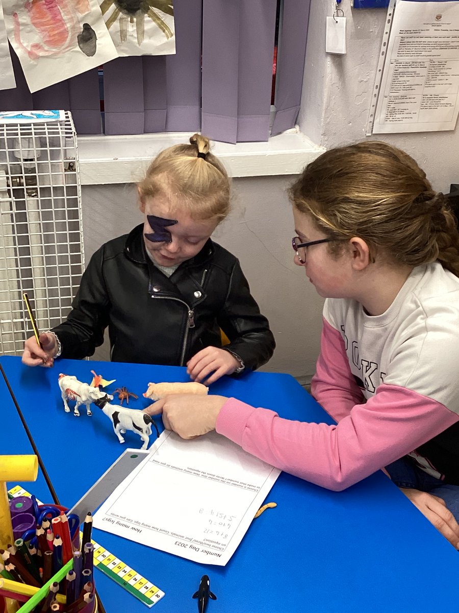 HorwichParishCE's tweet photo. We have practised our addition skills with our buddies. We read βHow many legs?β and then used our toy animals to create our own equations. #HPY1 #HPEYFS #NumberDay https://t.co/hz56snIyHj