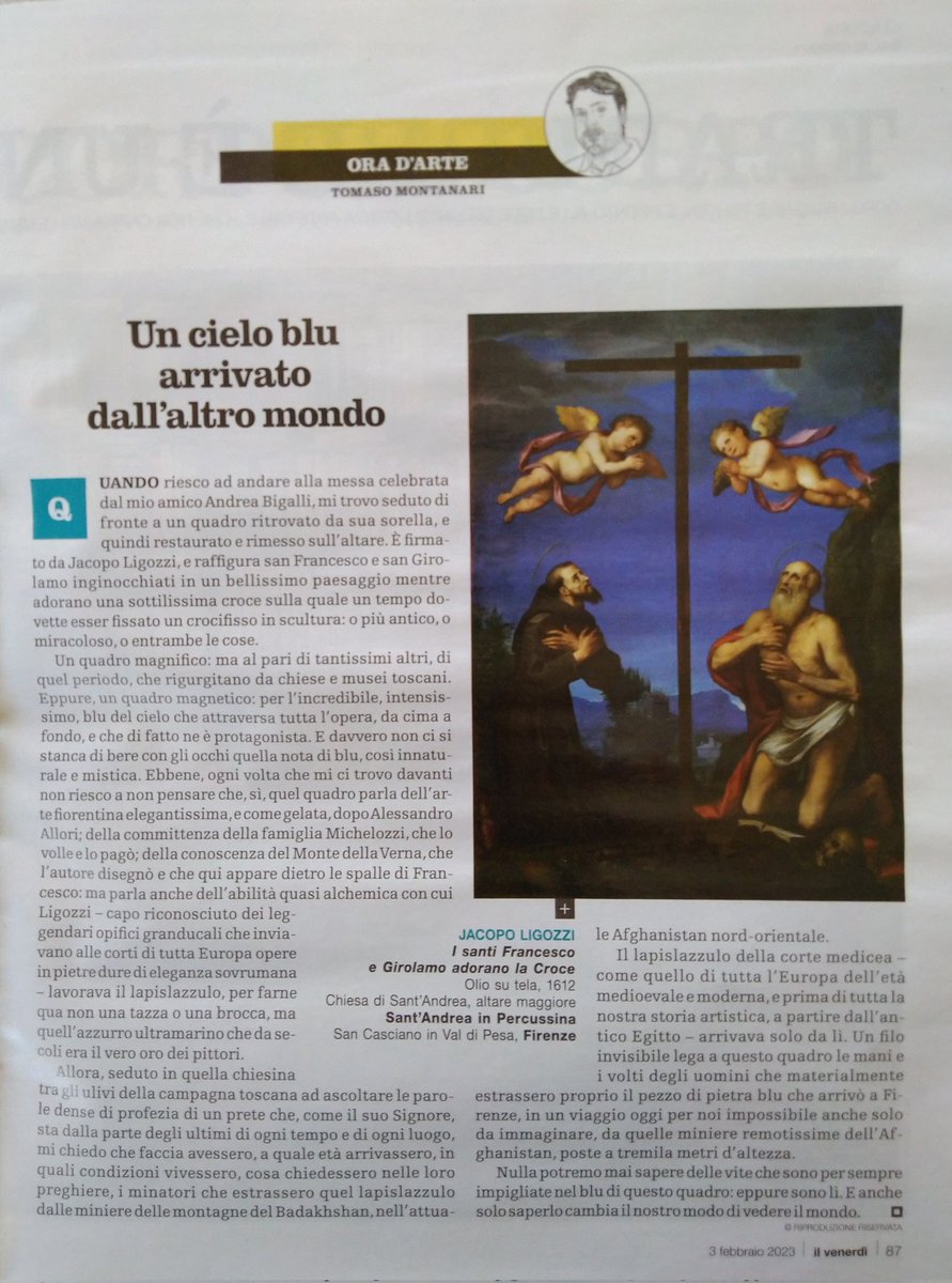CanetriElisa's tweet photo. "Un filo invisibile lega a questo quadro le mani e i volti degli uomini che materialmente estrassero proprio il pezzo di pietra blu che arrivò a Firenze, in un viaggio oggi per noi impossibile..." #JacopoLigozzi @tomasomontanari #oradarte #Afghanistan #lapislazzulo💙 https://t.co/b1LwUfN3Bg