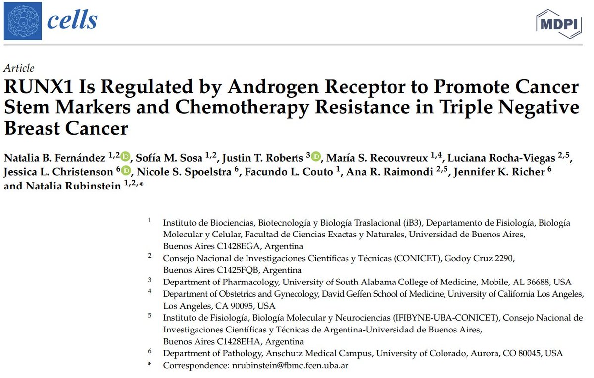 iB3 en FCEN-UBA (@ib3enfcen) on Twitter photo Nuevo paper📜 en el iB3 publicado por el grupo de Natalia Rubinstein <a href="/tomaydale/">#NiUnaMenos💚🧡</a> donde investigan sobre un subtipo de cáncer de mama.
<a href="/tomaydale/">#NiUnaMenos💚🧡</a> <a href="/NatyBrenda24/">Naty Fernandez</a> <a href="/sofi_sosaa/">Sofi Sosa</a> <a href="/FacuCouto/">Facu</a>
<a href="/Exactas_UBA/">Exactas UBA</a> <a href="/UBAonline/">UBAonline</a> <a href="/CONICETdialoga/">CONICET Dialoga</a>, <a href="/agenciaidiar/">Agencia I+D+i</a> <a href="/inc_argentina/">Instituto Nacional del Cáncer</a>
<a href="/MDPIOpenAccess/">MDPI</a> <a href="/MACMAORG/">MACMA</a> Nuevo paper📜 en el iB3 publicado por el grupo de Natalia Rubinstein <a href="/tomaydale/">#NiUnaMenos💚🧡</a> donde investigan sobre un subtipo de cáncer de mama.
<a href="/tomaydale/">#NiUnaMenos💚🧡</a> <a href="/NatyBrenda24/">Naty Fernandez</a> <a href="/sofi_sosaa/">Sofi Sosa</a> <a href="/FacuCouto/">Facu</a>
<a href="/Exactas_UBA/">Exactas UBA</a> <a href="/UBAonline/">UBAonline</a> <a href="/CONICETdialoga/">CONICET Dialoga</a>, <a href="/agenciaidiar/">Agencia I+D+i</a> <a href="/inc_argentina/">Instituto Nacional del Cáncer</a>
<a href="/MDPIOpenAccess/">MDPI</a> <a href="/MACMAORG/">MACMA</a>