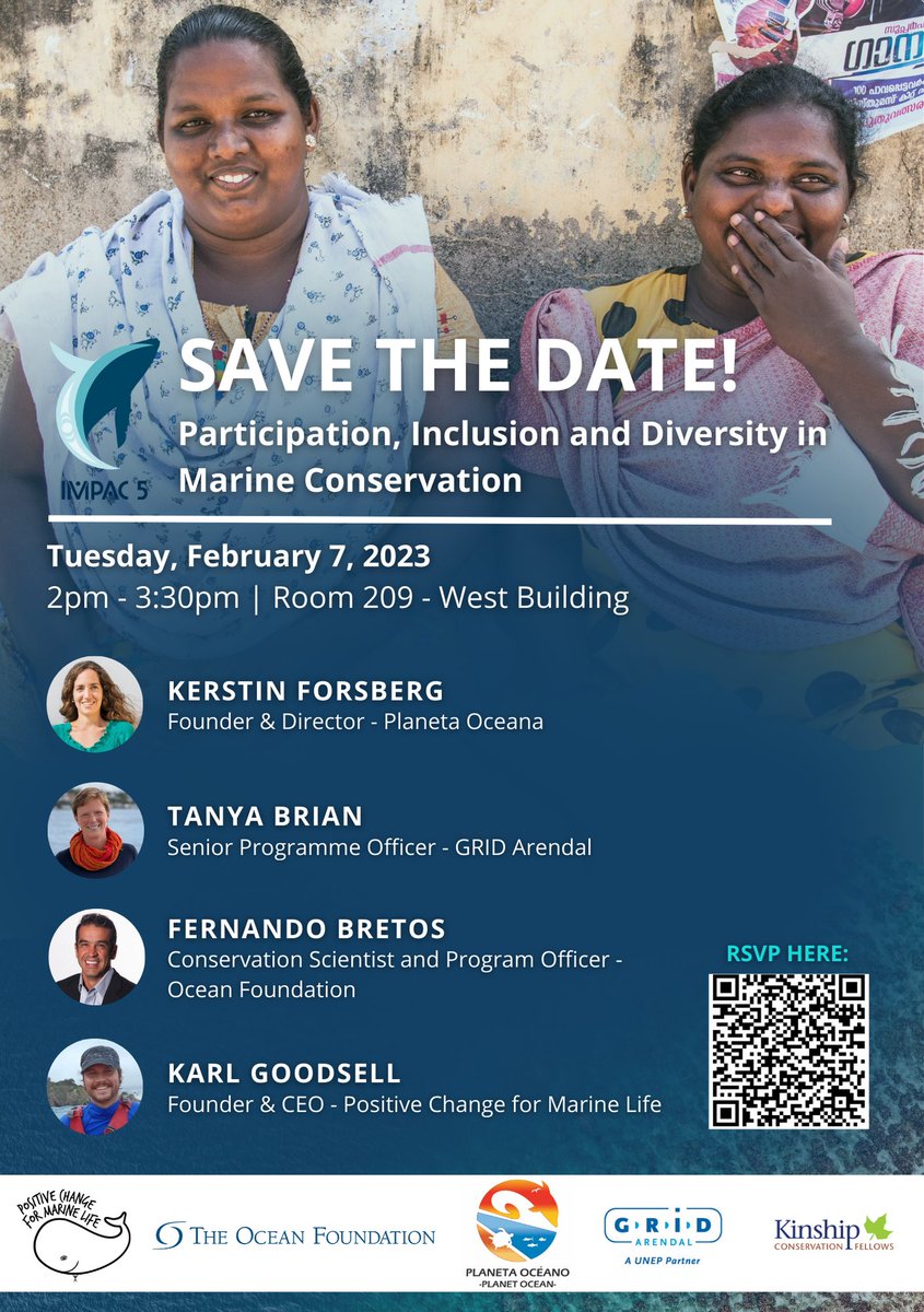 Catch our senior programme officer for the Marine Environment program, Tanya, next week at #IMPAC5! Scan the QR code for more info and to register! #marineconservation #ProtectBlueNature