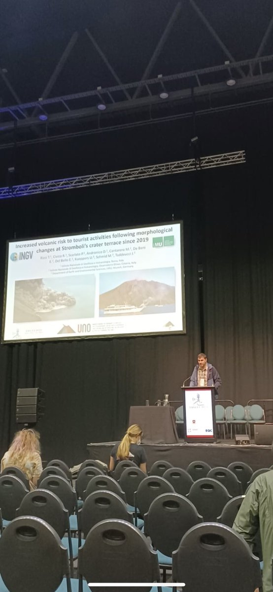 uno_progetto's tweet photo. Tullio Ricci presented today @iavcei2023 the preliminary results of Uno project drone team on the instability of the Sciara del Fuoco @ Stromboli and related PDC and tsunami occurring since 2019 https://t.co/ZHJTP6nP5p
