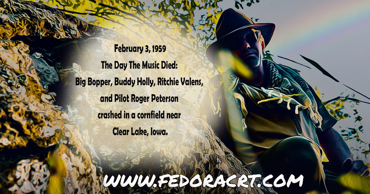 #TheFedoraFiles #TodayInHistory #thedaythemusicdied #BigBopper #BuddyHolly #RitchieValens #ClearLake #Iowa #tragedy #MusicHistory #RockandRollHistory #FedoraCRT fedoracrt.com