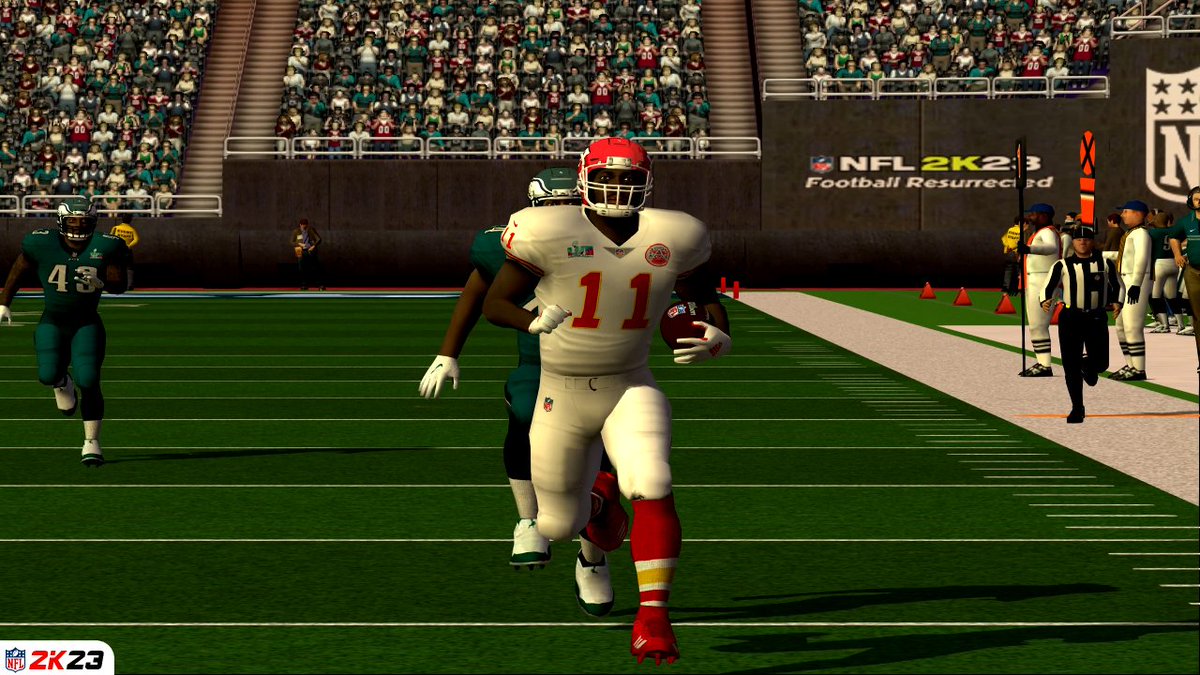 BLostsou's tweet photo. With SB LVII only a week away, I refreshed the SB stadium textures. Credit to MisterAlex for endzones. I also created a franchise game save for KC vs PHI SB matchup. I will be releasing this years SB LVII Mod before the big game!
#nfl2kmod #nfl2k23 https://t.co/yvi1nFp9j7