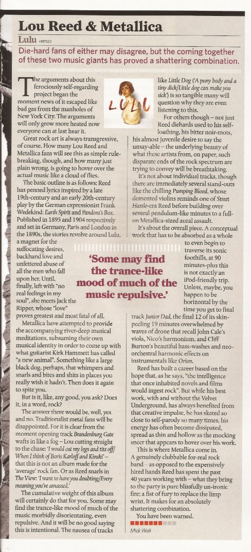 BrunoMacDonald1's tweet photo. @MetallicastPod @kristenisshe
That time when #MickWall found nice(ish) things to say about #Lulu (which I've very belatedly realised came out more or less simultaneously with #Megadeth's #Th1rt3en)
Classic Rock, November 2011
🤘 https://t.co/jWKBBRkLum