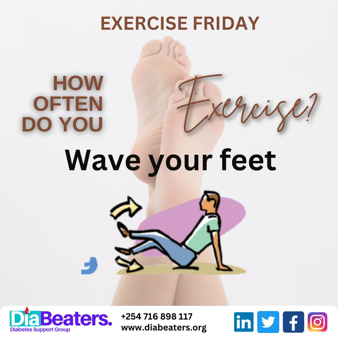 beaters2020's tweet photo. Happy Friday, to keep healthy and active we should engage in an exercise regime which we enjoy.

INSTRUCTIONS: Sit down on the floor and lean backwards. Shake your feet until they are relaxed and warm.               
Source: Novo Nordisk 
#diabetes #exercise #diabetestype https://t.co/upNo22QjdZ