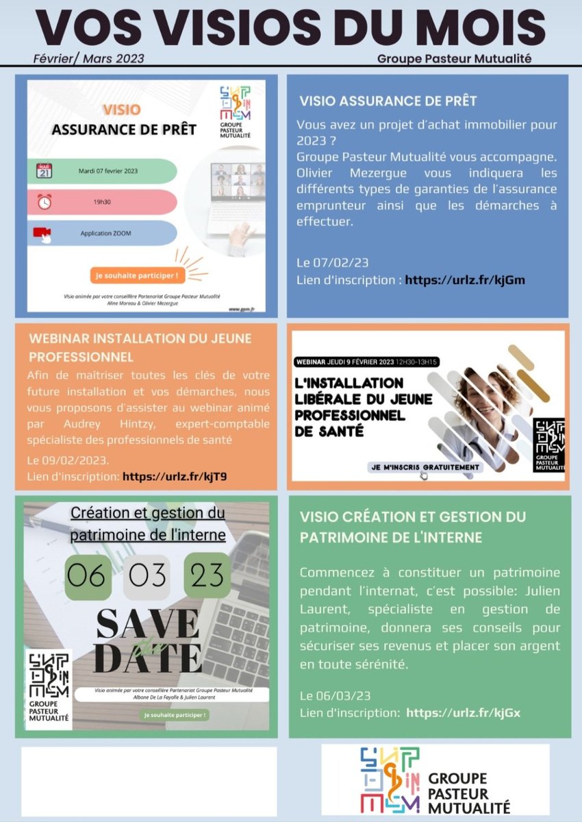 AJAR France 🇫🇷 (@ajarfrance) on Twitter photo Le GPM vous propose ces différentes visio pour février et mars. Le libéral vous tente ? Vous ne savez pas comment gerer ou créer un patrimoine en étant interne ? Toutes les réponses lors de ces différentes visio 👌 Le GPM vous propose ces différentes visio pour février et mars. Le libéral vous tente ? Vous ne savez pas comment gerer ou créer un patrimoine en étant interne ? Toutes les réponses lors de ces différentes visio 👌