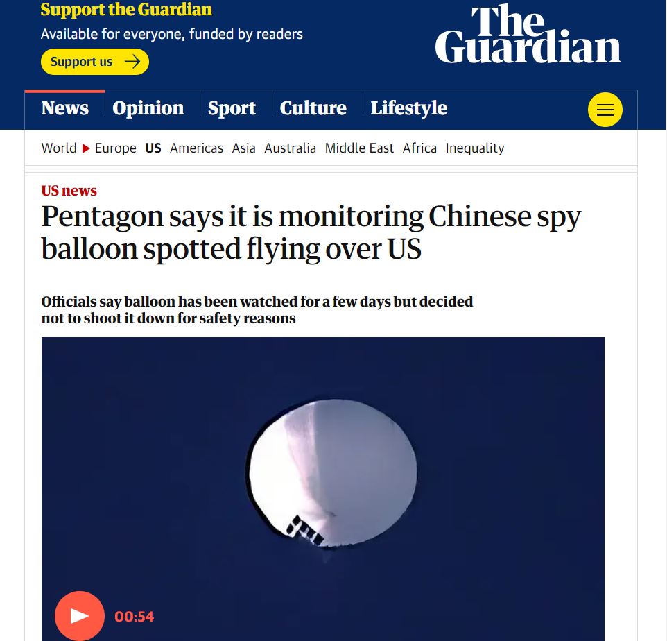 thatdayin1992's tweet photo. How does the Pentagon know that it's a Chinese spy balloon, though? Like, does it have a gigantic "Made In China" sticker on it? https://t.co/ZT3iHS6N2w