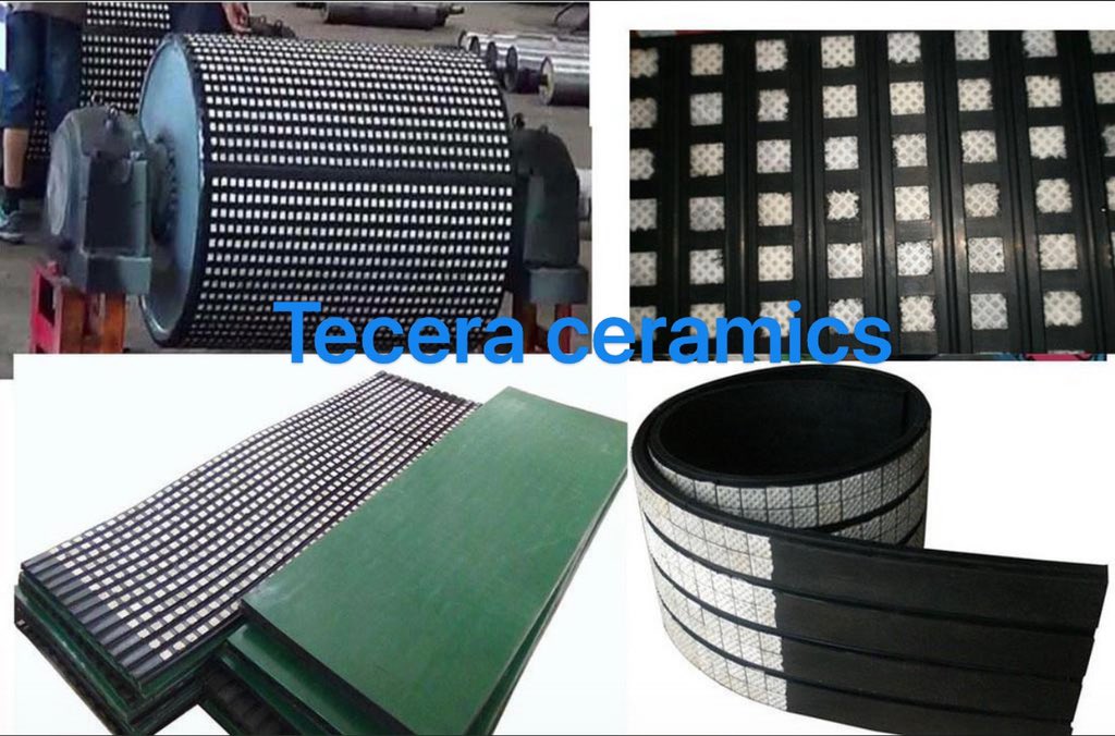 #Tecera #Ceramicembedded #rubber #conveyorbelt is a combination of #abrasionresistant #aluminaceramic #mosaic with or without #dimpletiles #vulcanized in #resilientrubber base.