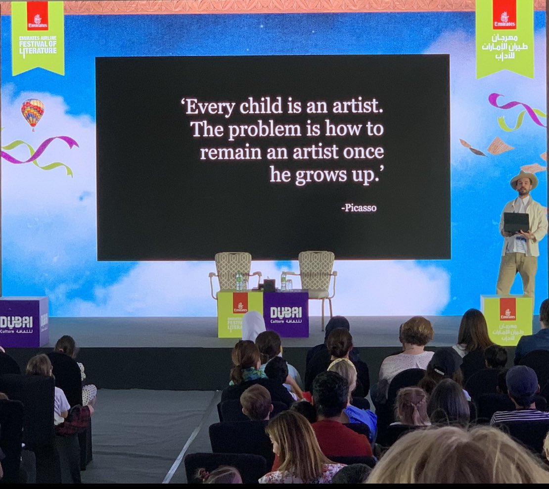 seemakapadia71's tweet photo. My takeaway, thank you @OliverJeffers for sharing your story! It’s magic at @EmiratesLitFest — simply blown away! #EmiratesLitFest https://t.co/CSLBFlQ9Zy
