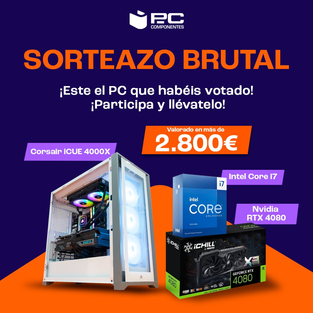 pccomponentes's tweet image. 🔥¡SORTEAZO - ÚLTIMA OPORTUNIDAD!🔥

1⃣ RT🔃 y síguenos
2⃣ Comenta con #ExpertosPcComponentes diciendo qué es lo que más te gusta del PC

⚡️¿Quieres este PC valorado en más de 2.800€ montado por nuestros 𝙀𝙓𝙋𝙀𝙍𝙏𝙊𝙎 de Taller? 👨‍🔧

✍️¡Más comentarios, más opciones de ganar!