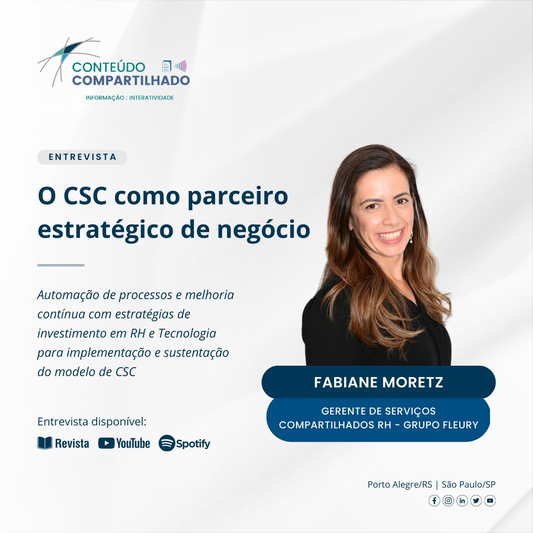 ConsulPaz's tweet image. Como tornar o modelo de Serviços Compartilhados um parceiro estratégico do negócio? 

Para Fabiane, o segredo está em focar no core business e traçar estratégias de investimento em tecnologias e recursos humanos. 

Acesse: bit.ly/CSC_Estrategico

#grupofleury #sharedservice #csc