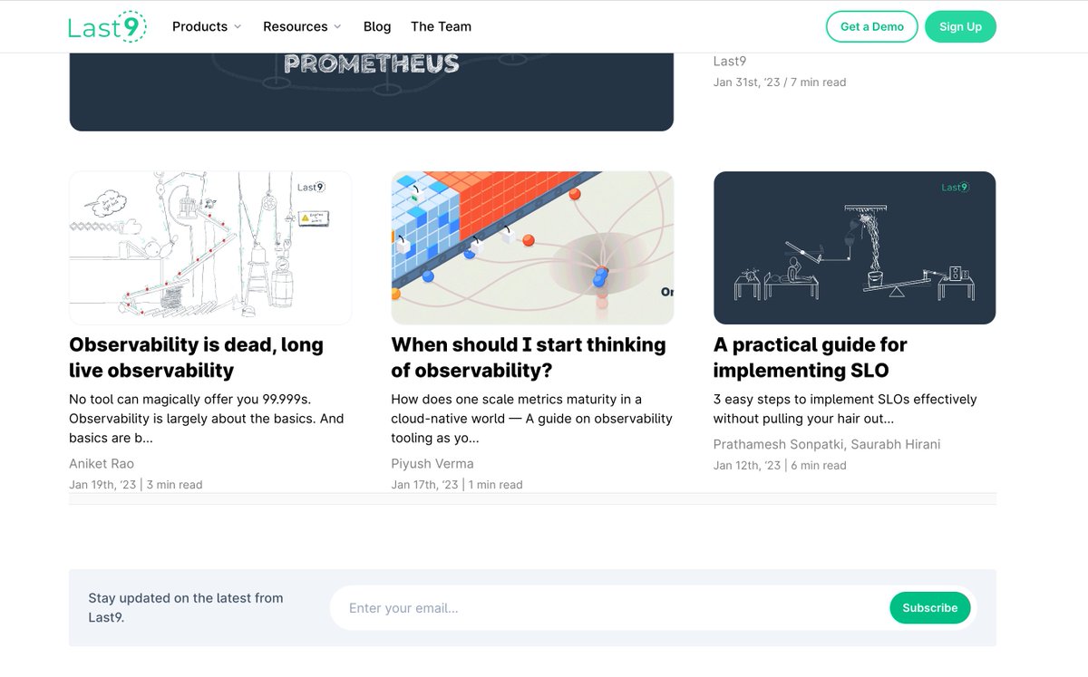 Now you can subscribe to our <a href="/last9io/">Last9</a> blog on #SRE stories

last9.io/blog/