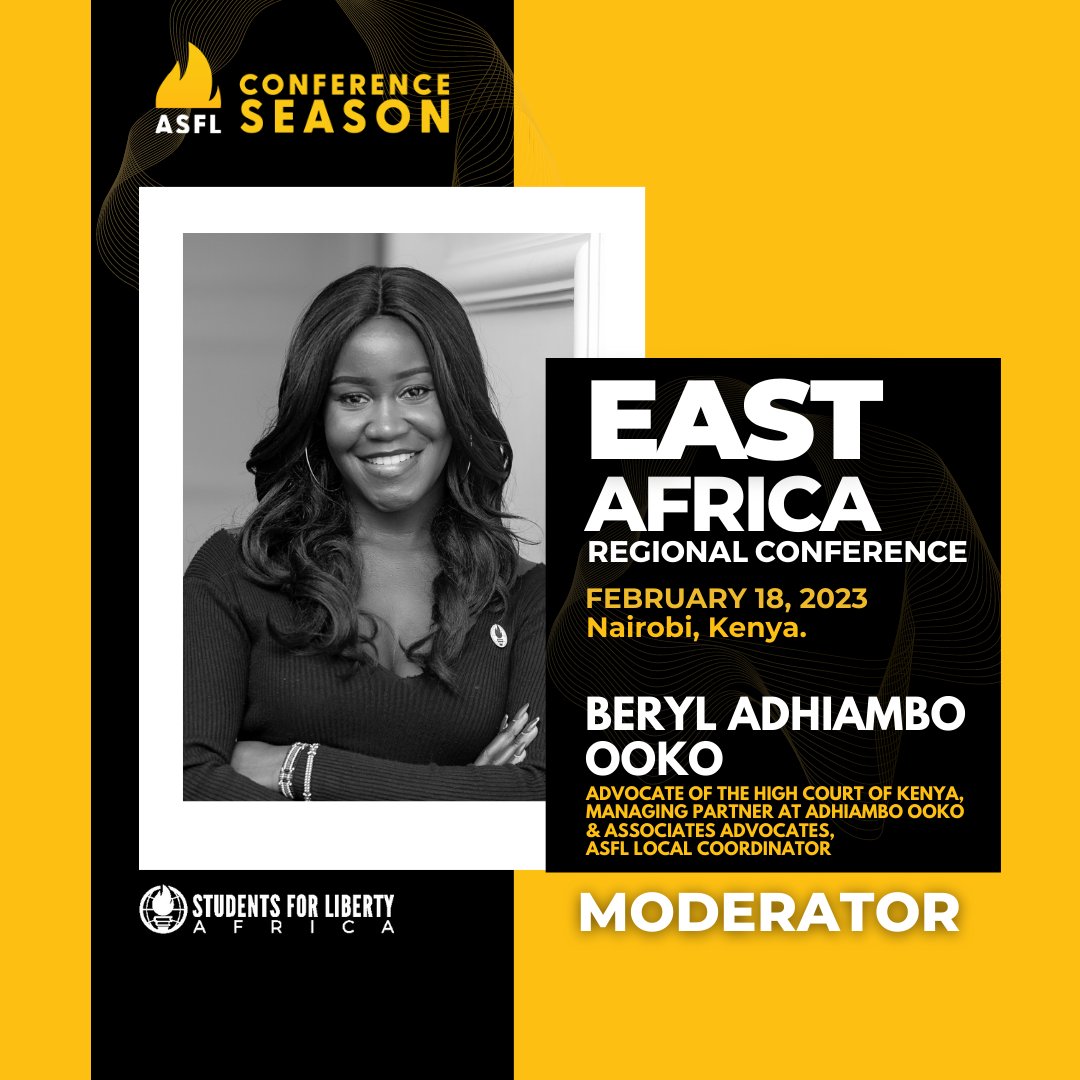 AfricanSFL's tweet photo. #EARC23 We are happy to introduce you to our first moderator, Beryl Adhiambo Ooko, an Advocate of the High Court of Kenya, Managing partner at Adhiambo Ooko & Associates Advocates, and ASFL Local Coordinator!
Register now: https://t.co/XslAYNg8o9
February 18, 2023 https://t.co/EHAnJ6Qap4
