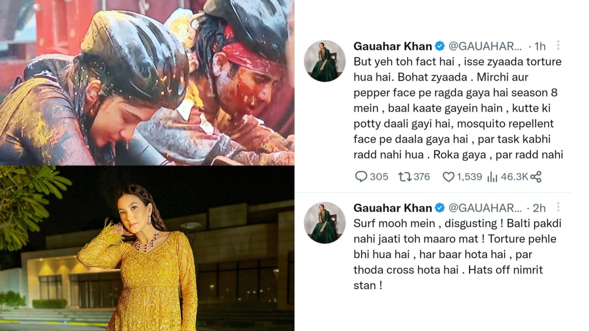 #GauaharKhan tweeted in support of #NimritKaurAhluwalia and #MCStan , expressed their admiration by saying 'Hats Off Nimrit Stan' to their good performance.

#BiggBoss #BiggBoss16 #BB16
#Nimritians #MCStanArmy