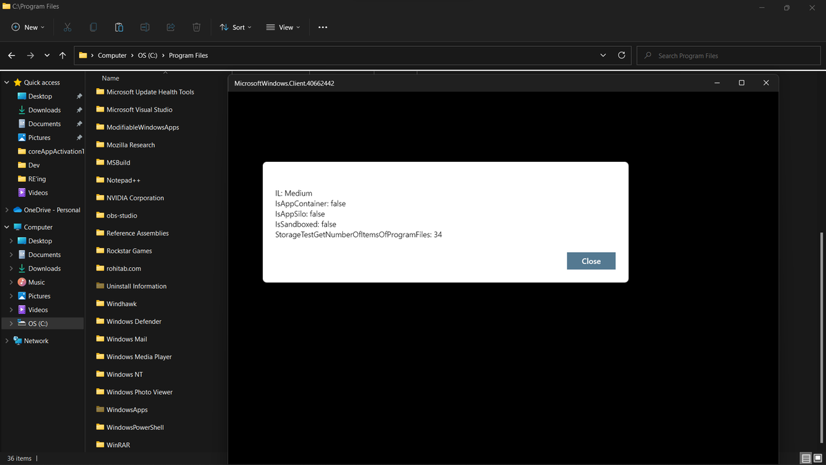 AhmedWalid605's tweet photo. Can you spot what's wrong with the picture? 🙃

#Microsoft #Windows #UWP #AppContainer https://t.co/lUmqDo1RqO