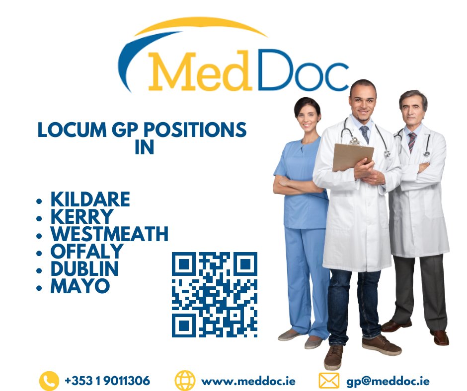 MedConnectIE's tweet photo. Our featured five positions this week are locum based with excellent working conditions and pay available.
Scan the QR code on the below image or check out https://t.co/269ixccKqz
#meddoc #FeatureFriday #jobsearch #gp #gpjobs #jobfairy #locumjobs #ireland #movingtoireland https://t.co/lRiI21qcso