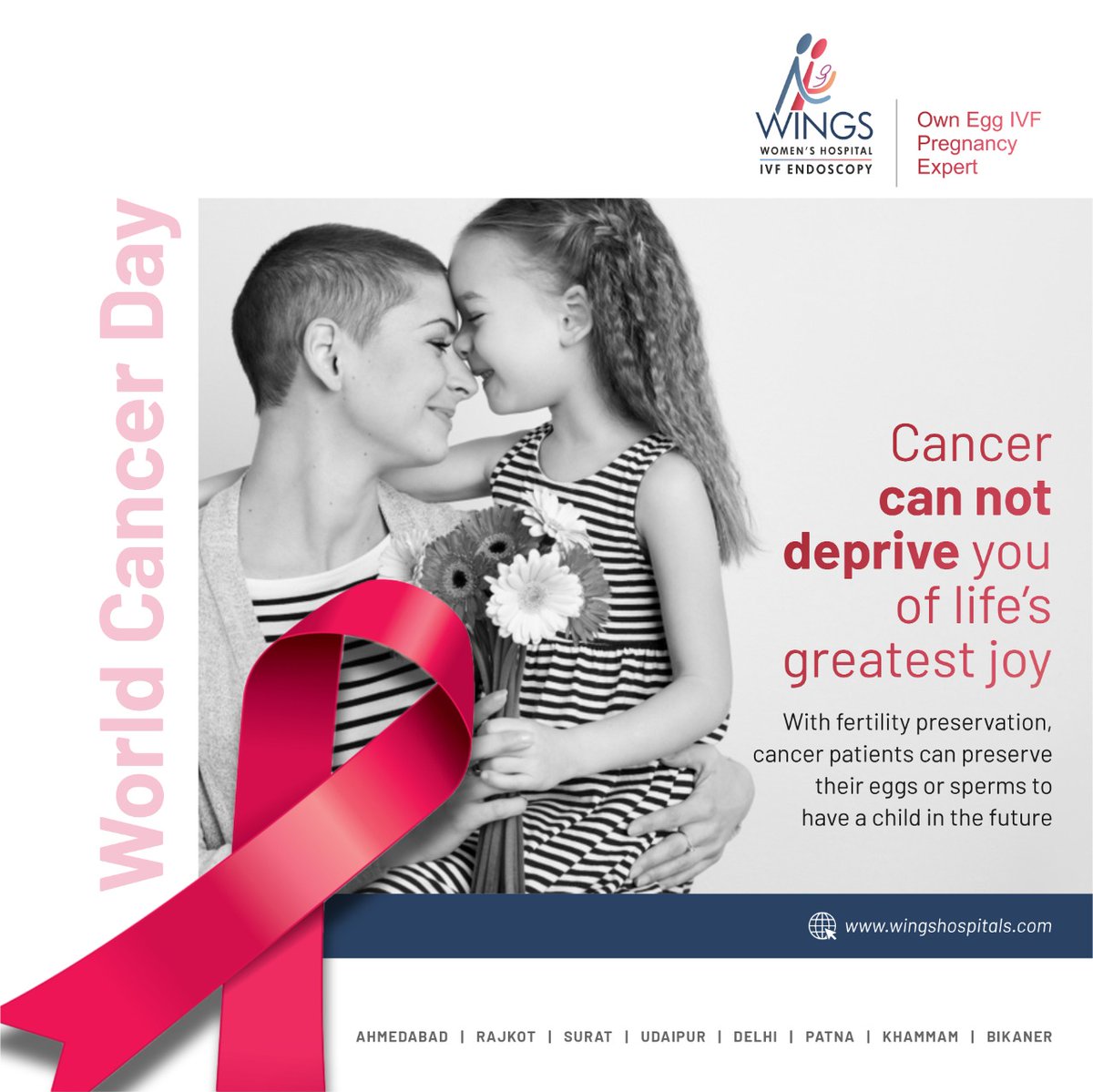 HospitalWINGS's tweet photo. Cancer treatment can have a major impact on fertility. Preserve your eggs/sperms to have a child in the future with Fertility Preservation.
Seek advice from our experts, book a consultation now: https://t.co/3RkFEufeLe
#WINGSIVF #WorldCancerDay #EggFreezing #FreezeYourFuture https://t.co/G1GdxmxH4f