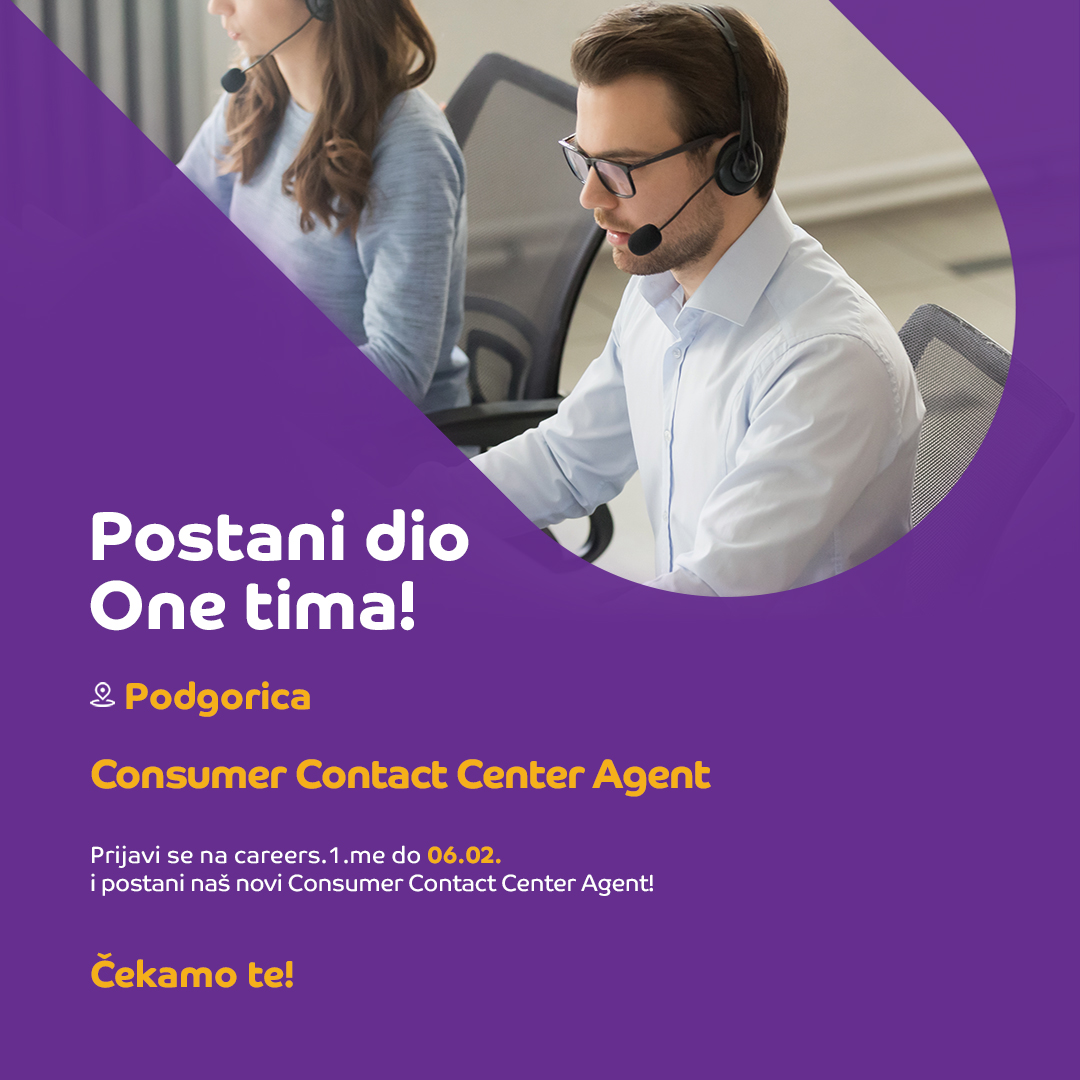 One širi svoj tim podrške! 

Ukoliko si u potrazi za poslom, a imaš dobre komunikacijske vještine, možeš postati naš novi Consumer Contact Center Agent!

Detalje o konkursu možeš vidjeti na linku, a prijave su otvorene do 06.02.

prekoveze.me/posao/28003/on…