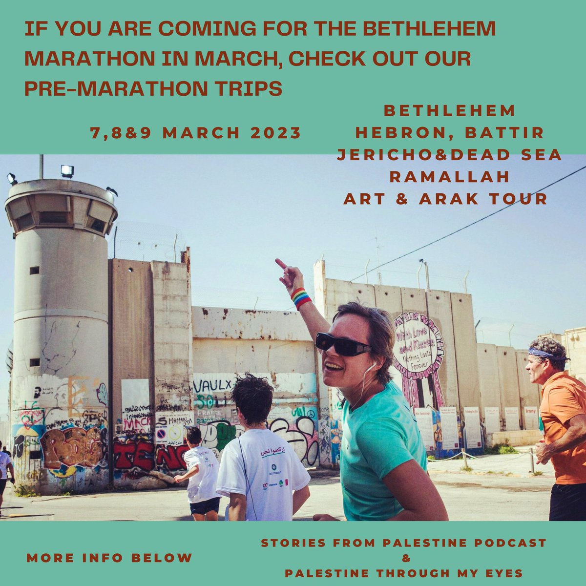 We are organizing some day trips and half day trips around the time of the #bethlehemmarathon If you are interested, send us a message!
Ramallah, Jericho, Hebron, Battir, Bethlehem Art and Arak tour
#bethlehem #Palestine #marathon