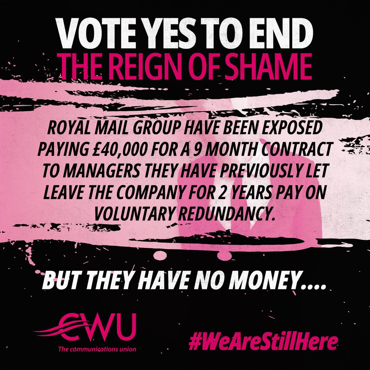 CwuWamc's tweet photo. Every single member MUST vote.
Every branch MUST remind their members.
Every Division MUST remind their branches.
VOTE YES or forever lose your voice in the workplace #VoteYes #StandByYourPost @CWUnews @DaveWardGS https://t.co/jUUpd2NCdL