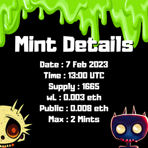 Mint details. Will pick someone for a free airdrop after mint. Share this post! And thank you for 7k!