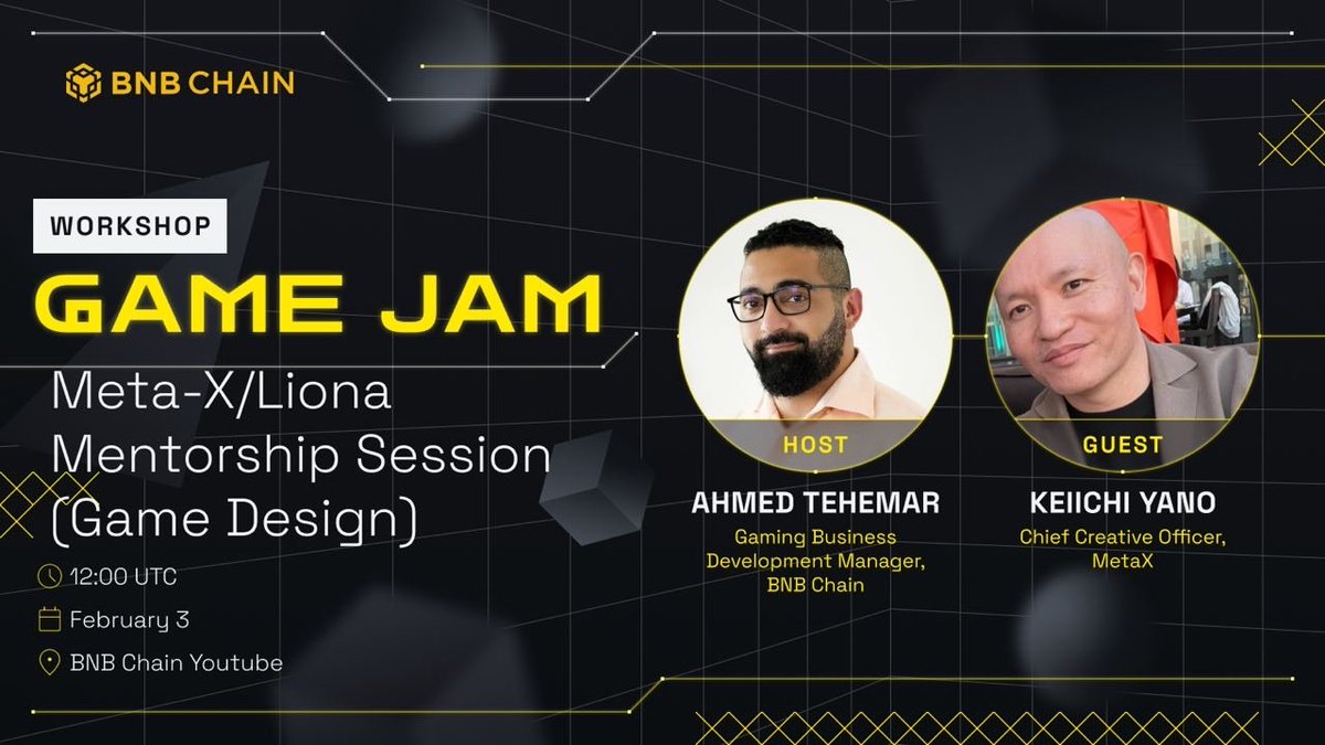 METAX_STUDIO's tweet photo. Our CCO will be at GAME JAM hosted by BNB chain to talk about the challenges and future of Gamefi.
Check it out!
#BCG #P2E #Gamefi #BNB #BNBCHAIN #GAMEJAM #MetaX https://t.co/lI6p43jbtx