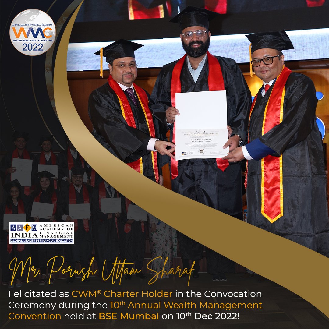 AafmIndia's tweet photo. We offer heartfelt congratulations to Mr. Porush Uttam Sharaf on being awarded the CWM® Charter Designation by AAFM® India.
Wishing you the best in your future endeavours!!
#convocation #convocation2022 #congratulations #wealth #wealthmanager #finance #RIA #MFD https://t.co/HILoJXN3KS
